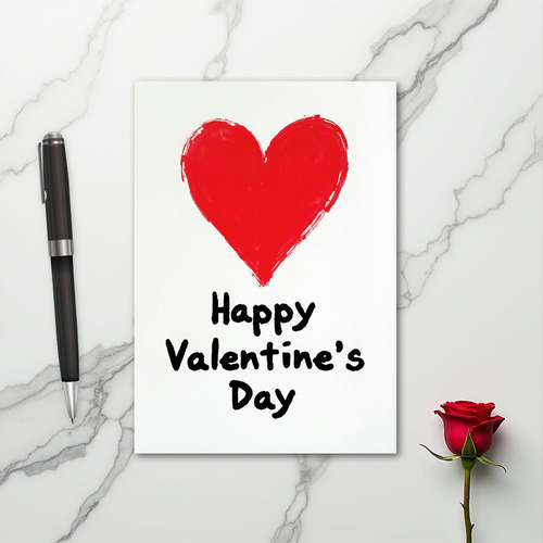 Happy Valentines Day Red Heart Card
