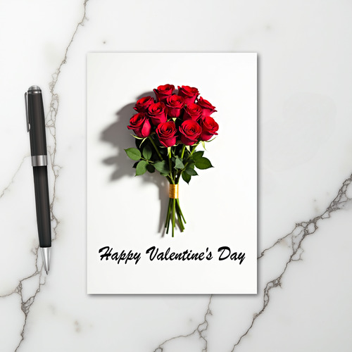 Happy Valentines Day Red Roses Card