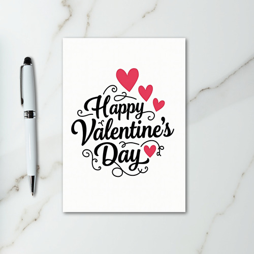 Happy Valentines Day Script Hearts Card