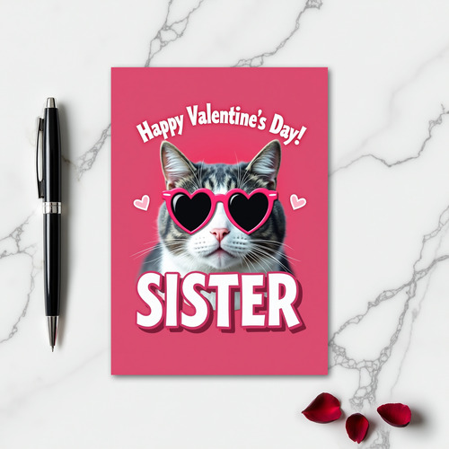 Happy Valentines Day Sister Cat Card