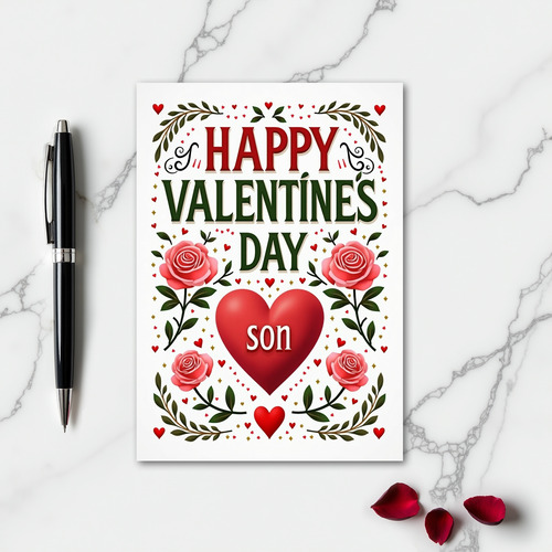 Happy Valentines Day Son Hearts Card