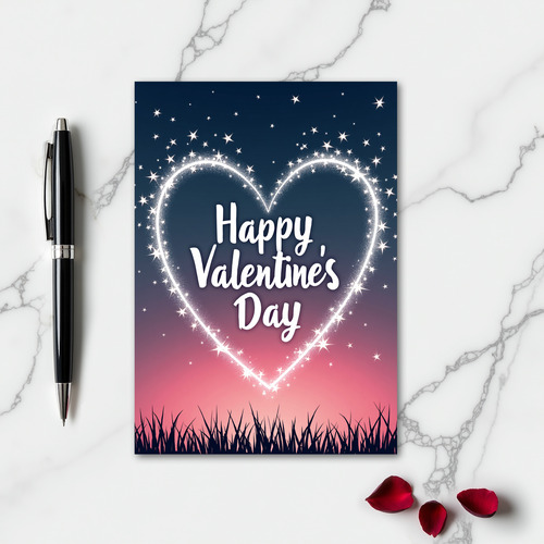 Happy Valentines Day Starry Heart Card