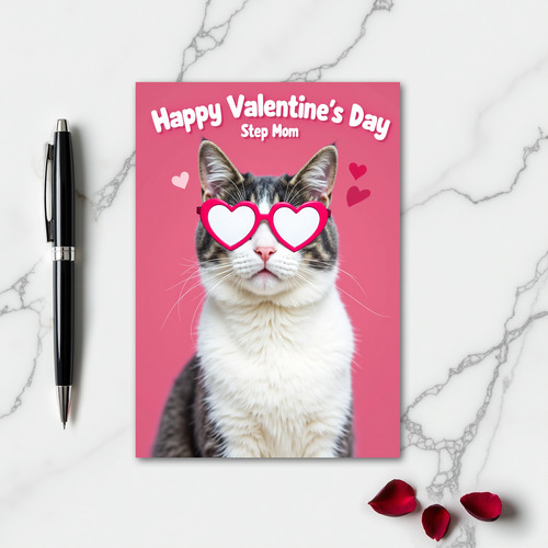 Happy Valentines Day Step Mom Cat Card
