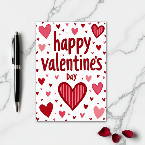 Happy Valentines Day Striped Heart Card