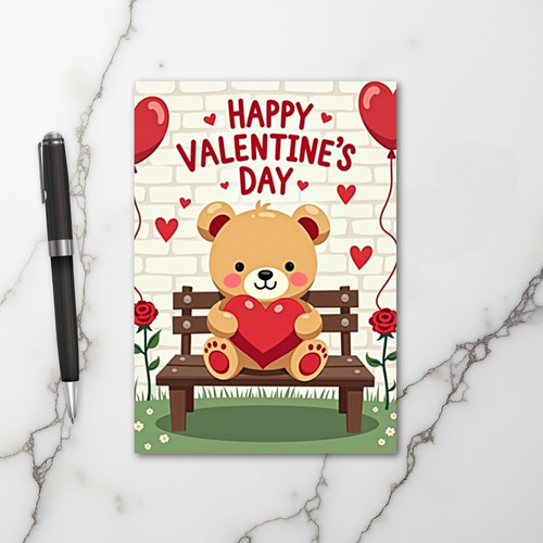 Happy Valentines Day Teddy Bear Card