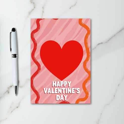 Happy Valentines Day Wavy Stripe Card
