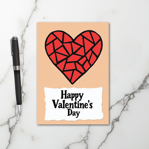 Happy Valentines Geometric Heart Card