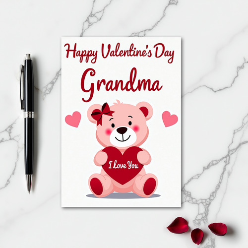 Happy Valentines Grandma Teddy Card