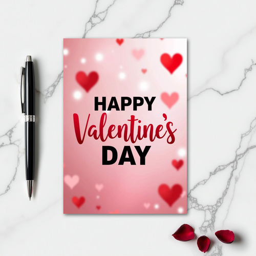 Happy Valentines Heart Bokeh Card