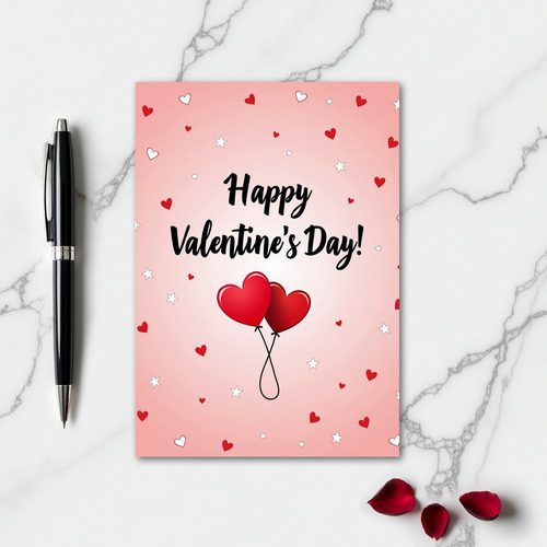 Happy Valentines Hearts Stars Card