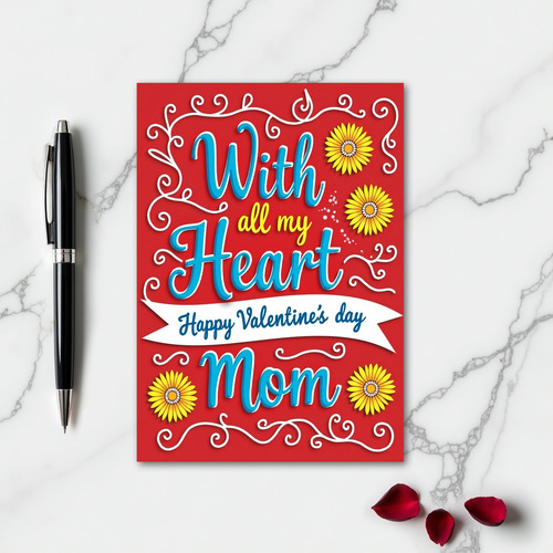 Happy Valentines Mom Heart Card