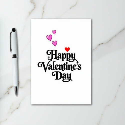 Happy Valentines Pink Glossy Hearts Card