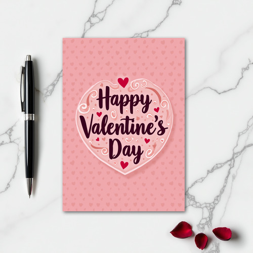 Happy Valentines Pink Layered Heart Card