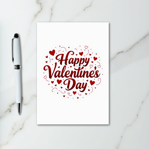 Happy Valentines Red Foil Hearts Card