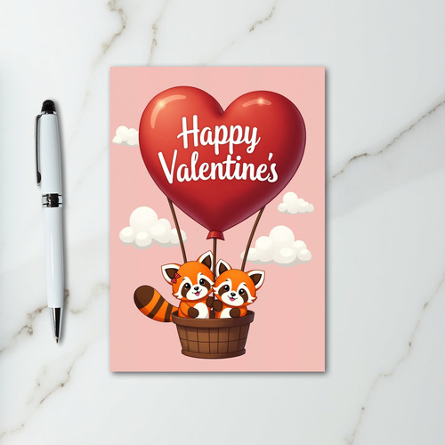 Happy Valentines Red Panda Heart Card