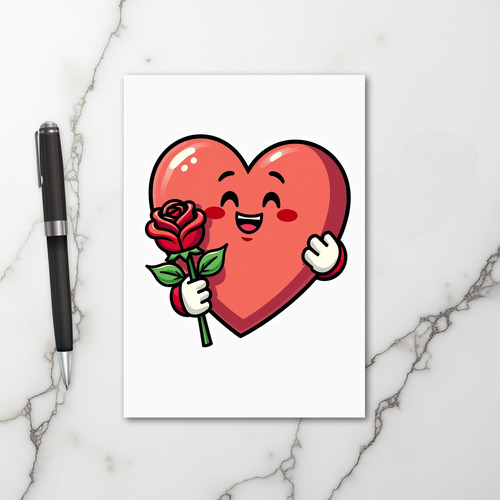 Happy Valentines Rose Heart Card