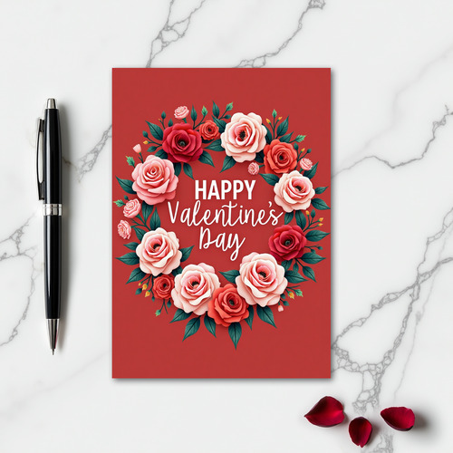 Happy Valentines Roses Floral Card