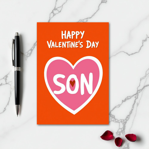 Happy Valentines Son Brush Heart Card