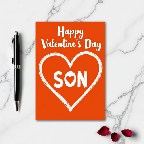 Happy Valentines Son Painted Heart Card