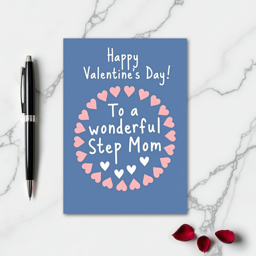 Happy Valentines Step Mom Hearts Card