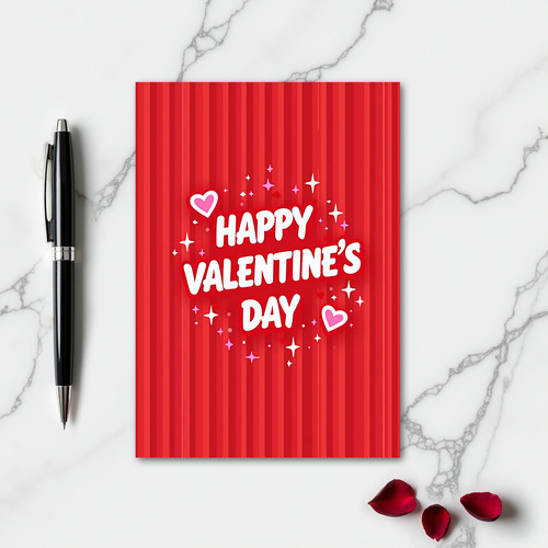 Happy Valentines Striped Sparkle Card