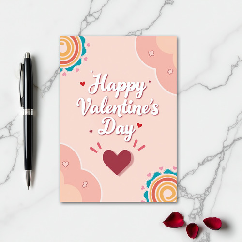 Happy Valentines Swirl Embossed Card