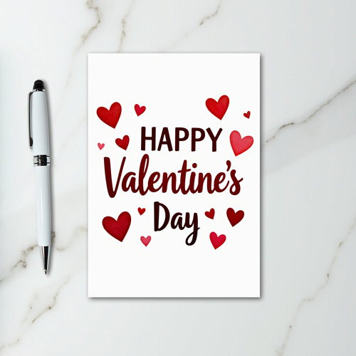 Happy Valentines Watercolor Hearts Card
