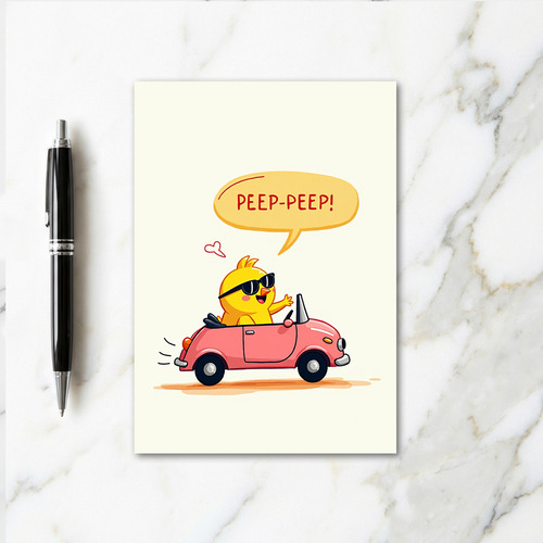 Happy Yellow Bird Auto Trip Card