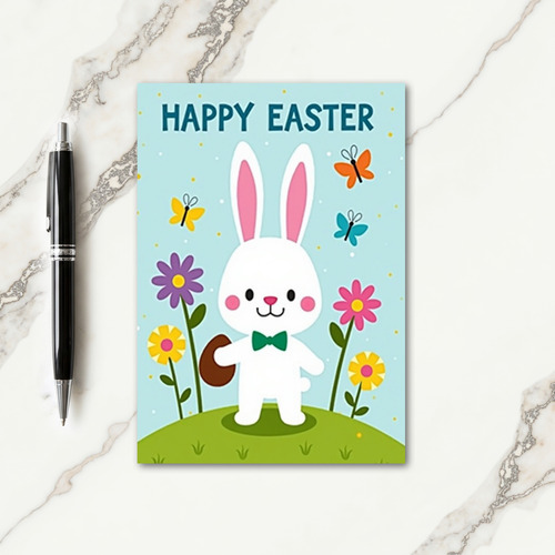 Hare And Flowers Easter Card