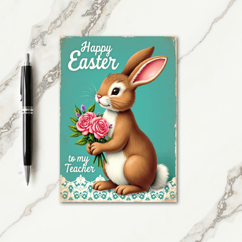 Hare With Flowers Springtime Card