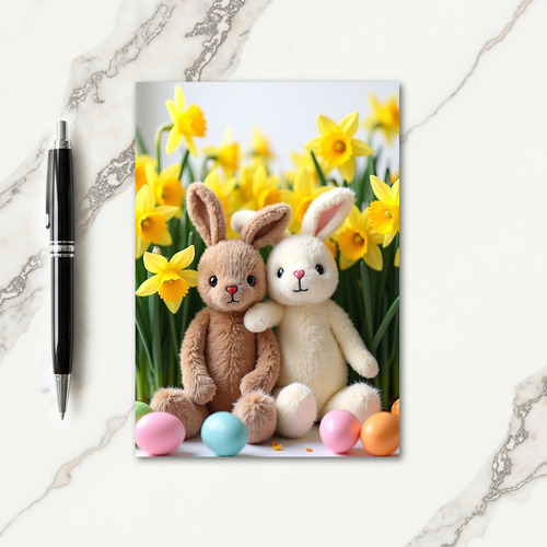 Hares And Flowers Spring Card