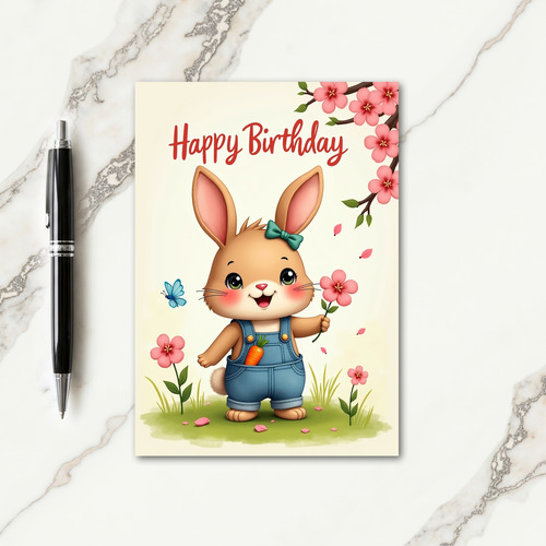 Hares Birthday Blossom Card