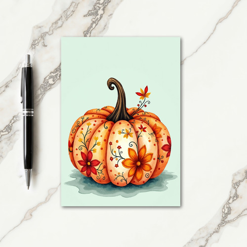 Harvest Floral Pumpkin Card