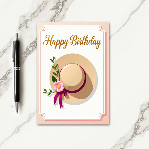 Hat And Floral Birthday Card