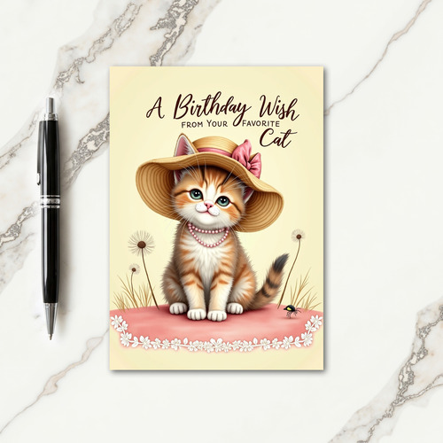 Hat Wearing Cat Birthday Card