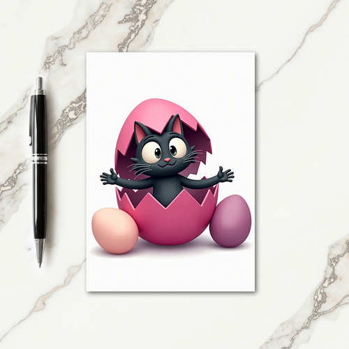 Hatching Kitty Hello Card