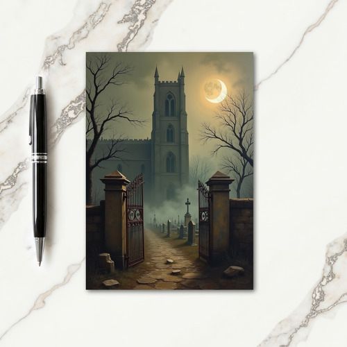 Haunted Churchyard Moon Card