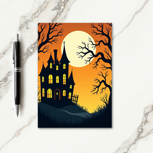 Haunted House Moonlit Night Card thumbnail