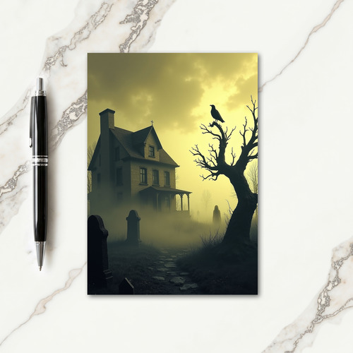 Haunted Manor In Mist Card