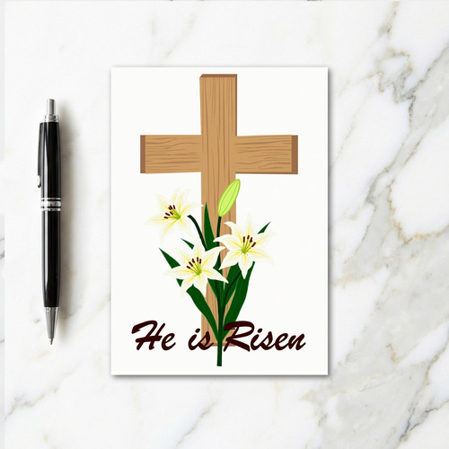 He Is Risen Lily Cross Art Card