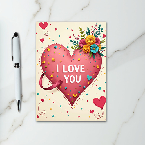 Heart And Flowers I Love You Card