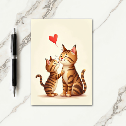Heart Balloon Felines Card