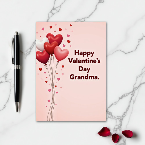 Heart Balloons Valentines Day Card