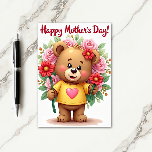 Heart Bear Mothers Day Card