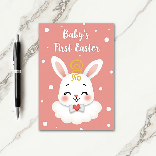 Heart Bow Tie Bunny Card
