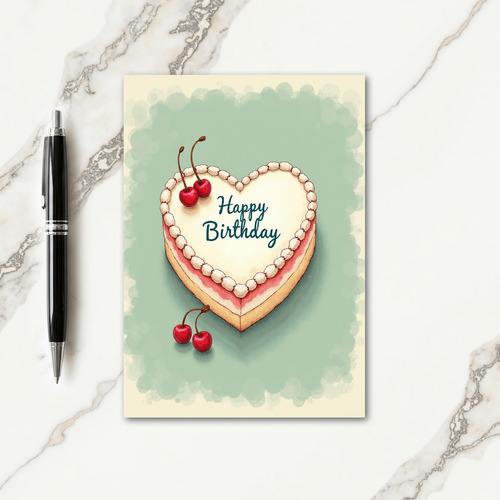 Heart Cake Birthday Card
