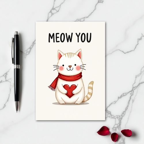 Heart Cat Meow You Greeting Card
