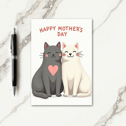 Heart Cats Mothers Day Card