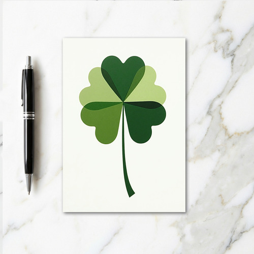 Heart Clover Green Luck Card