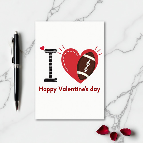 Heart Football Valentines Day Card